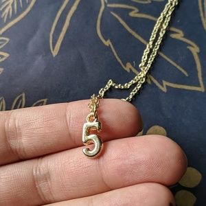 Nwot number 5 dainty gold charm five necklace